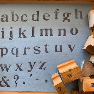 Juego de sellos de madera antiguos, alfabeto, letras, números, sellos para manualidades, álbumes de recortes, símbolos de señal superiores vintage, bloques de madera para proyectos de arte