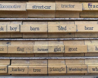 Vintage Farm Animal Stamp Wood Handled Rubber Stamp Craft Gift Card Making Bullet Journal Sheep Hen Dog House People Owl Bird Flower Mouse