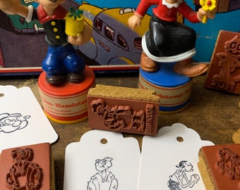 Vintage Rubber Stamps Vintage Popeye the Sailer Man Stamp Olive Oyl Cartoon Stamps Vintage Comic Characters Vintage Printing Set Wood Stamp