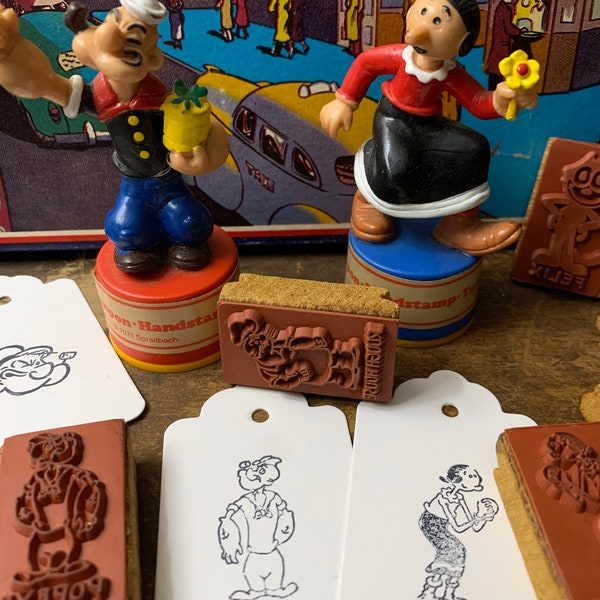 Vintage Rubber Stamps Vintage Popeye the Sailer Man Stamp Olive Oyl Cartoon Stamps Vintage Comic Characters Vintage Printing Set Wood Stamp