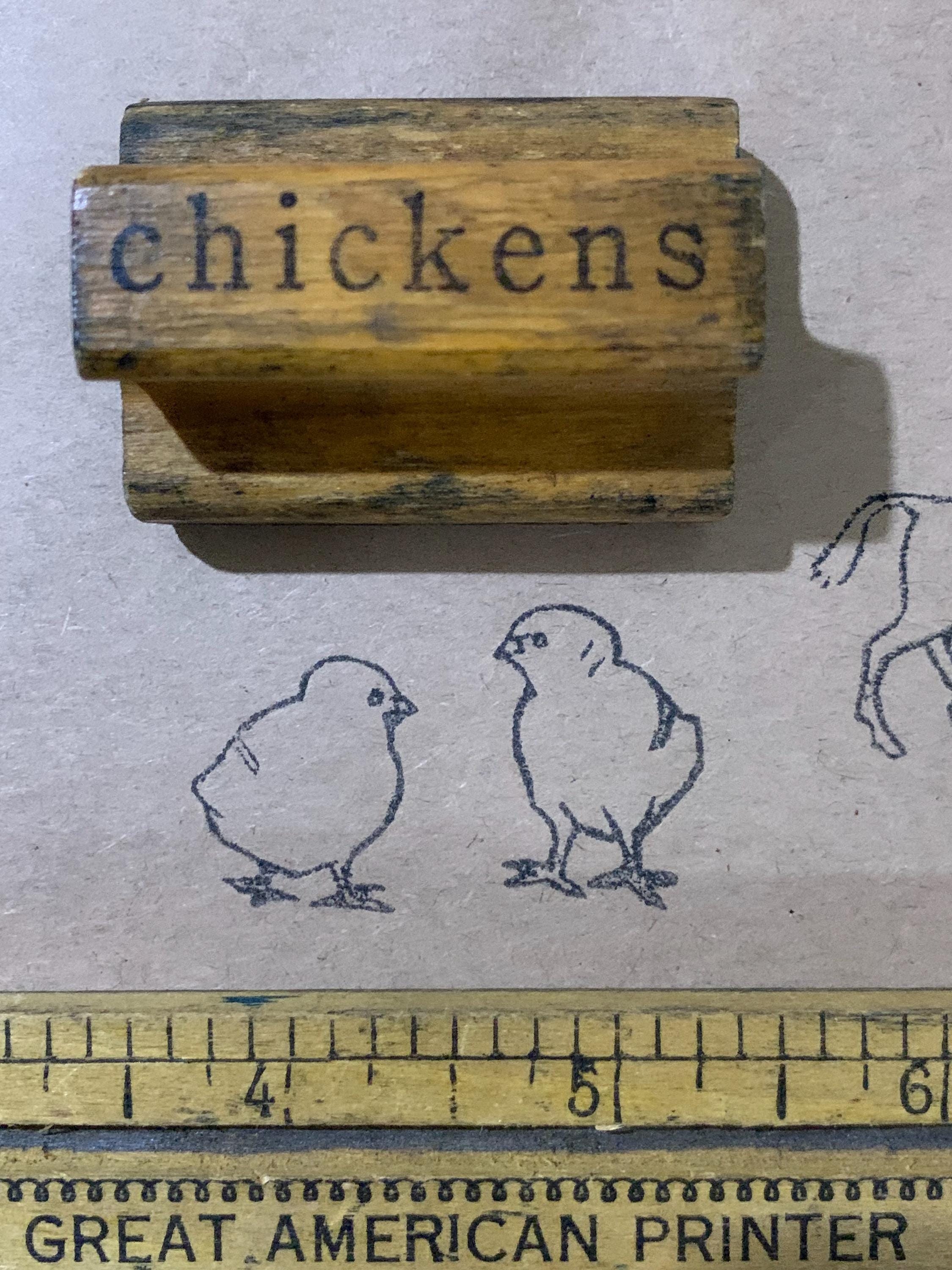 Vintage Farm Animal Stamp Wood Handled Rubber Stamp Craft Gift Card ...