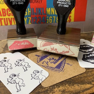 Vintage Holzstempel Valentinstag Valentinstag Stempel für Journaling Card Amor Holzstempel zum Valentinstag Herz und Pfeil Lippen Holzstempel