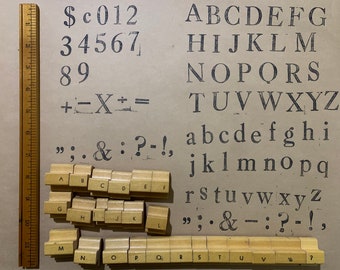Vintage wood stamp Alphabet set ABC Number Lettering Stamps for Craft scrapbooking Vintage Printing Sign symbols wood block for art projects