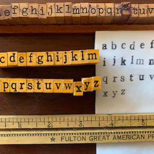 A-Z Vintage Holzstempel ABC-Schriftzug Stempel zum Basteln, Scrapbooking, alte Vintage-Holzblock-Kunstprojekte, Vintage-Wortstempel, kreatives Spielen