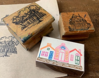 Vintage Rubber Wood Stamp Vintage House Building Architect For Card Making Stamp for Art Project Stamp for journaling 80s 90s