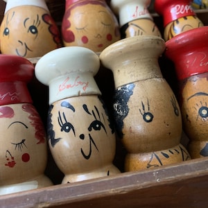 Vintage salt and pepper shakers retro kitchen shakers salty peppy shakers made in Japan vintage wood shakers vintage salt & pepper chef