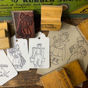 Sello de molino de viento vintage, sello de goma con mango de madera, manualidades, tarjetas de regalo, Bullet Journal, sellos de molino holandés para manualidades, sello de madera Dutch Boy