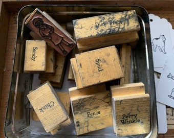 Vintage Rubber Stamps Vintage Moe Stamp Cartoon Stamps Vintage Comic Characters Vintage Printing Set Wood Stamp