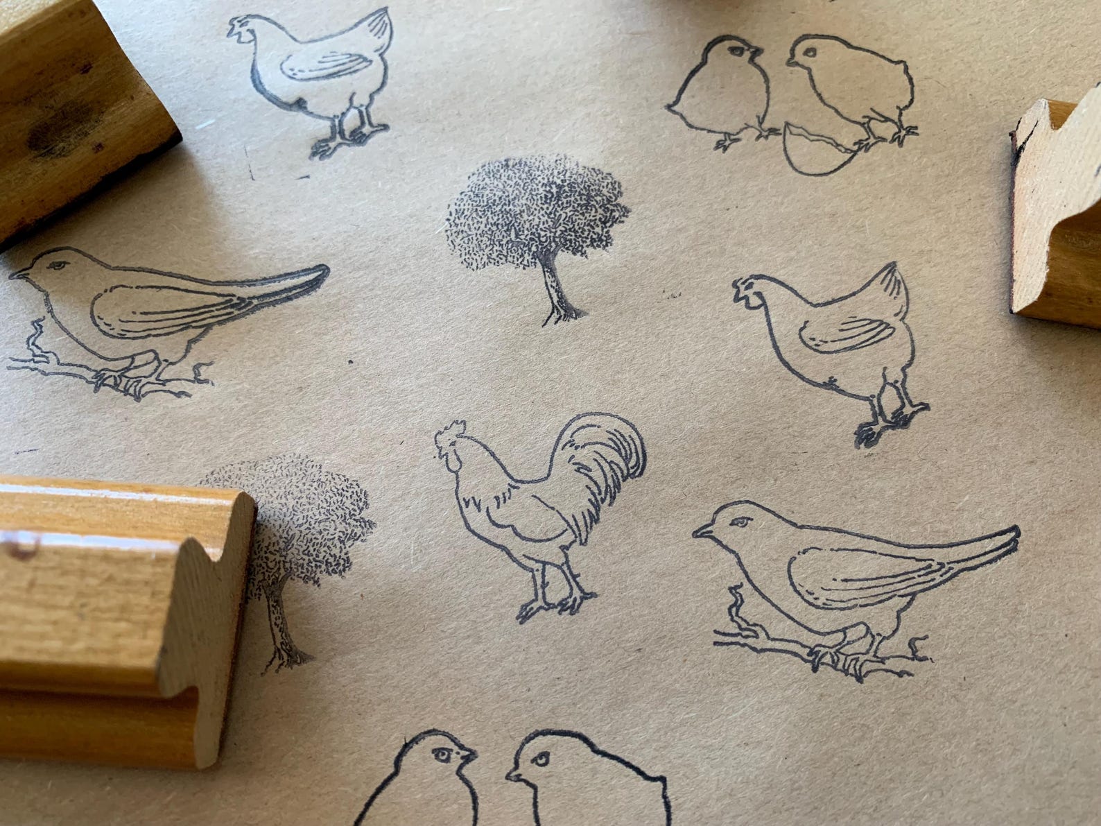 Vintage Farm Animal Stamp Wood Handled Rubber Stamp for Card Making ...