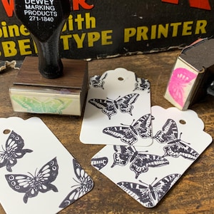 Vintage wood rubber stamp Vintage butterfly wood Stamp for Journaling insects wood stamp for art Projects