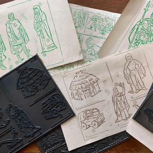 Vintage Classroom Rubber Stamp Vintage French Stamp for Art Projects Vintage People Building Rubber Stamp Vintage History Stamp Scrapbooking
