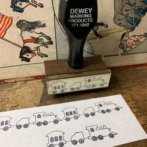 Vintage wood rubber stamp Vintage cartoon train wood Stamp for Journaling transportation art wood stamp for card making cho cho train stamp