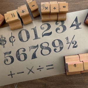 Juego de sellos de madera antiguos, alfabeto, letras, números, sellos para manualidades, álbumes de recortes, símbolos de señal superiores vintage, bloques de madera para proyectos de arte