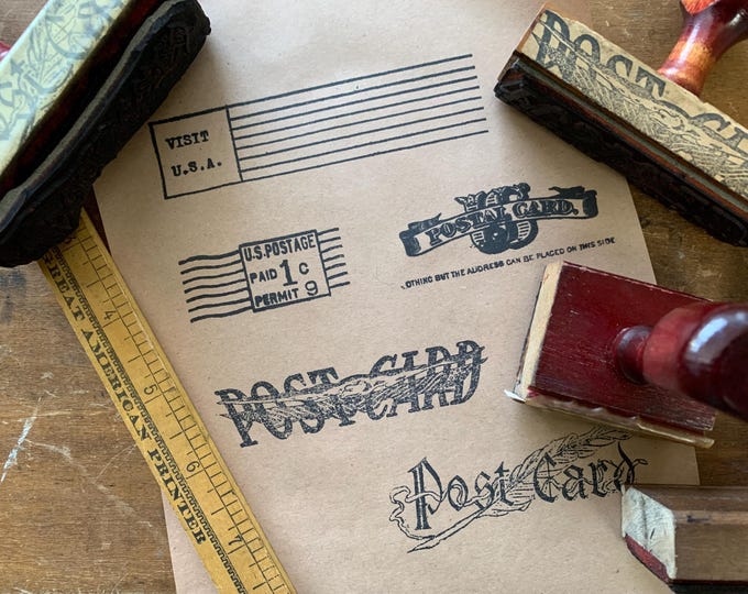 Vintage Rubber Wood Stamp Word Stamp Vintage Post Card Stamps for ...