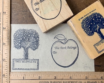 Vintage "This book belongs to" Stamp for Children Book Vintage Wood Rubber Stamp for Library Journaling art projects