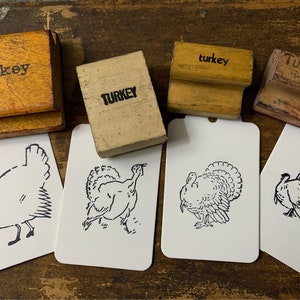 Vintage Turkey Stamp Vintage Wood Turkey Rubber Stamp for Thanksgiving Craft Turkey for Bullet Journal Vintage Bird Stamp