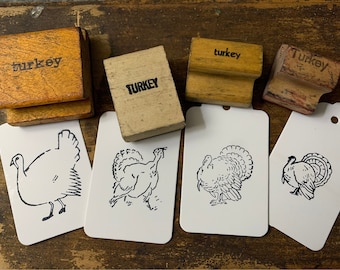Vintage Turkey Stamp Vintage Wood Turkey Rubber Stamp for Thanksgiving Craft Turkey for Bullet Journal Vintage Bird Stamp