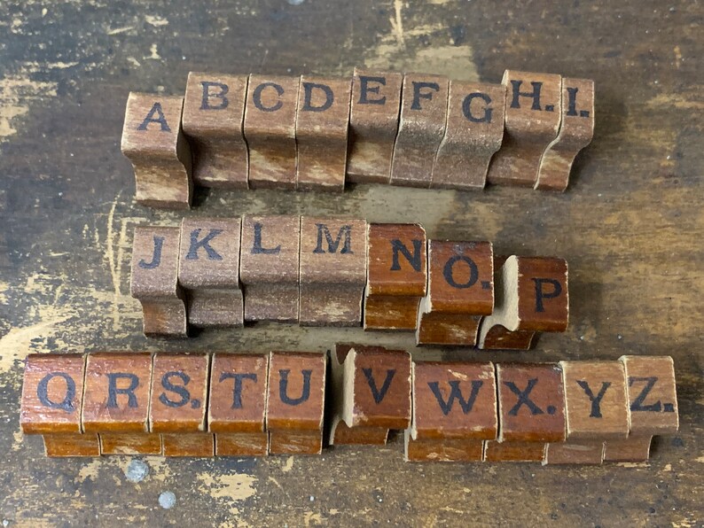 Vintage Wood Stamp Alphabet Set Stamps for Craft Scrapbooking Etsy