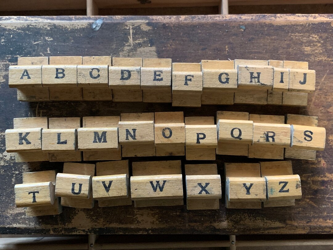 Vintage Wood Stamp Alphabet Set ABC Number Lettering Stamps Etsy