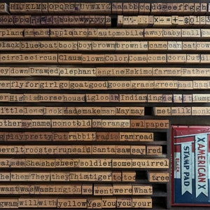 Sello de madera vintage H-R, sellos de letras ABC para manualidades, álbumes de recortes, proyectos de arte con bloques de madera antiguos, sellos de palabras vintage, juego creativo