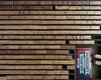 H-R Vintage wood stamp ABC Lettering Stamps for Craft scrapbooking old vintage wood block art projects Vintage Word Stamps Creative Play