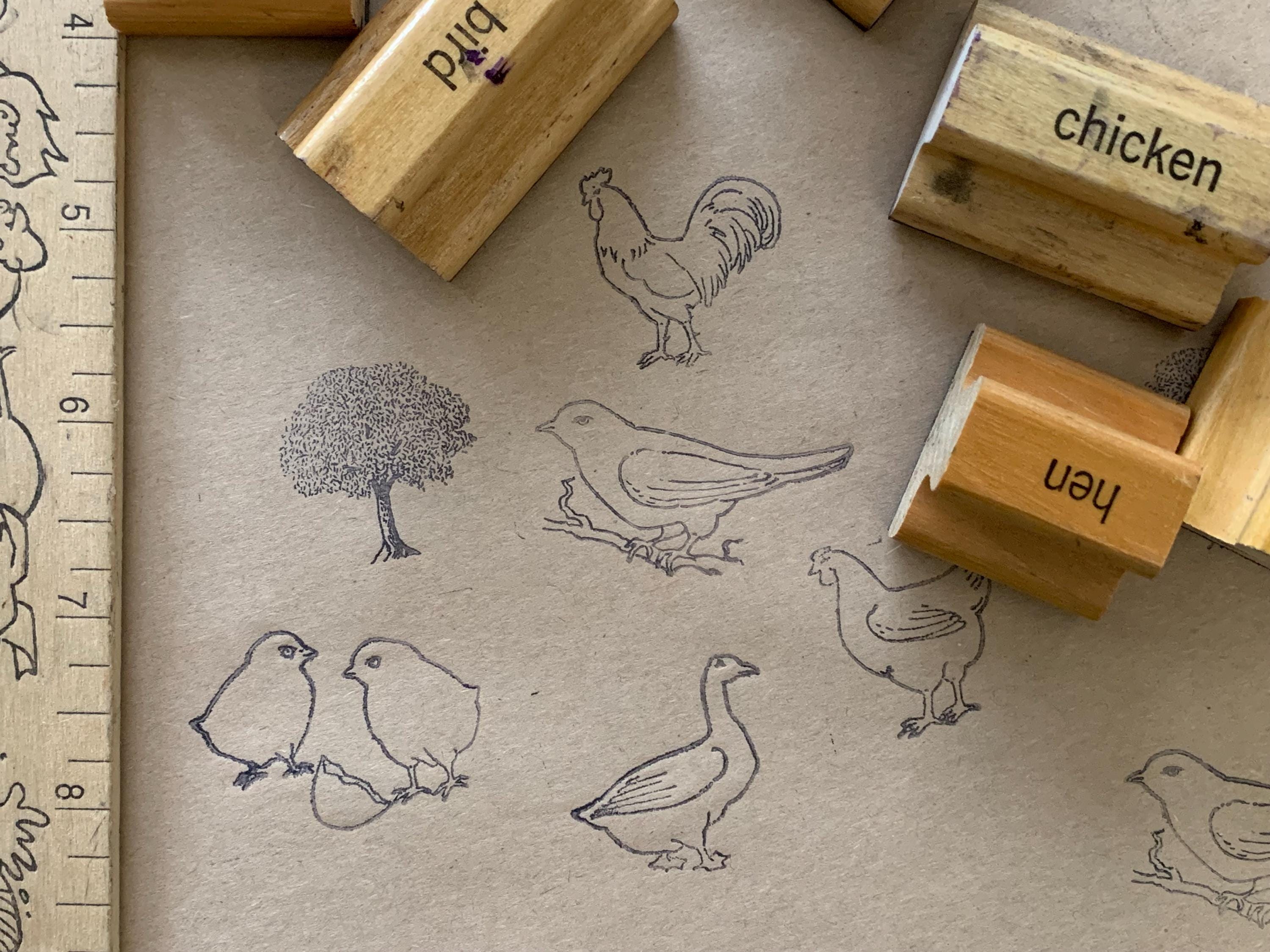 Vintage Farm Animal Stamp Wood Handled Rubber Stamp for Card Making ...