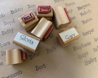 A-C Vintage Names wood stamp ABC Lettering Stamps for Craft scrapbooking old vintage wood block art projects Word Stamps Creative Play