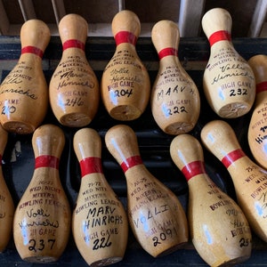 Vintage Wood Bowling Duck Pins 10” Lot Of 5