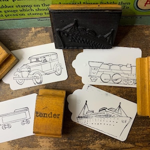 Sello de coche antiguo Sello de goma con mango de madera Manualidades Fabricación de tarjetas de regalo Bullet Journal Sellos de madera antiguos para transporte Motor de coche Embarcación auxiliar
