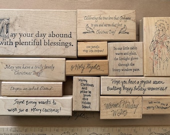 Vintage Christmas Religious Christian Rubber Word Stamp Holiday Slang Stamps for crafting Vintage Printer Stamp Wood Stamp for Card Making