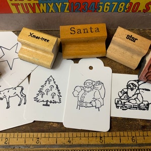 Tampon en bois vintage pour bricolage et fabrication de cartes Tampon en bois de Noël vintage pour agenda Tampon en bois Père Noël pour les vacances