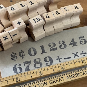 Juego de sellos de madera vintage con alfabeto, sellos de letras con números ABC para manualidades, scrapbooking, marcador de señal universal vintage, bloque de madera para proyectos de arte