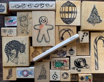 Vintage wood rubber stamp for crafting and card making Vintage Christmas wood stamp Santa stamp for planner Holiday Santa Claus Wood Stamp