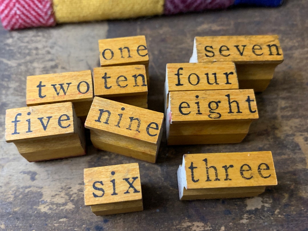 Vintage Number Wood Stamp Math Stamps for Homeschool Dollar Sign