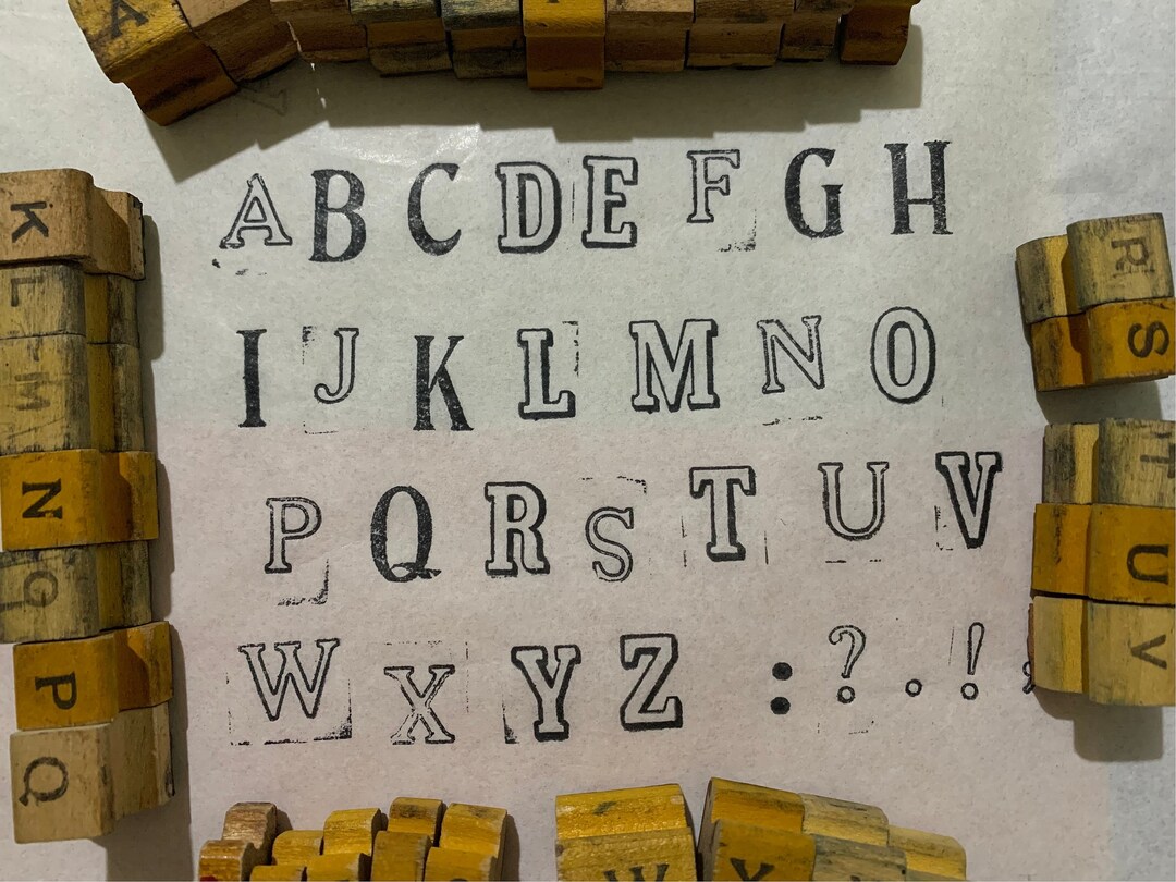 Vintage Wood Stamp Alphabet Set ABC Number Lettering Stamps Etsy