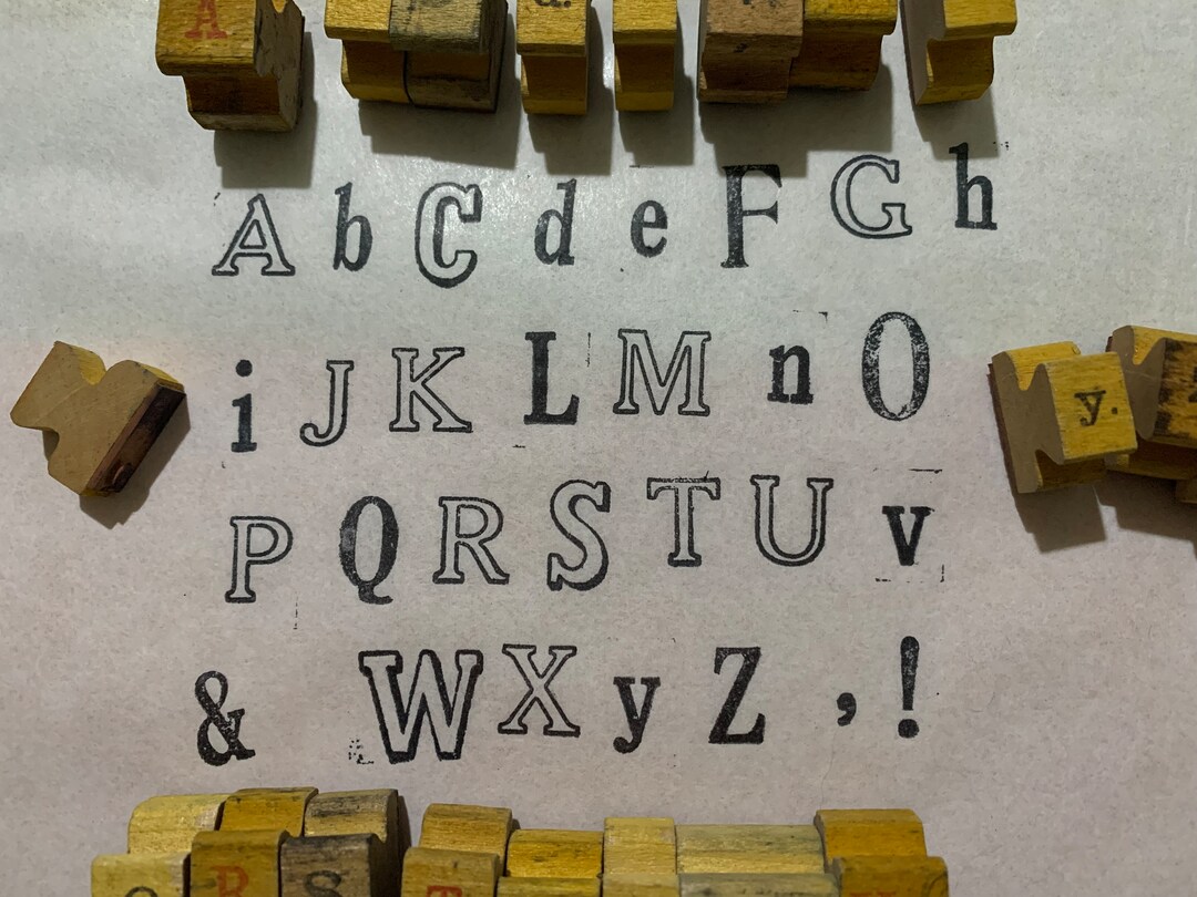 Vintage Wood Stamp Alphabet Set ABC Number Lettering Stamps Etsy