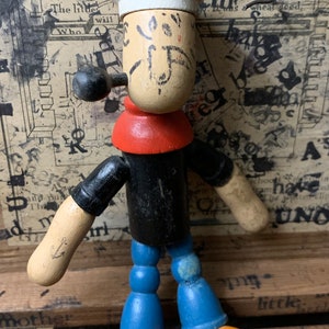 Vintage Popeye the Sailer Man Wood Popeye Toy Vintage Cartoon Character Popeye Toy Vintage Jaymar Wooden Toy 1930&#39;s Jointed Arms and Legs