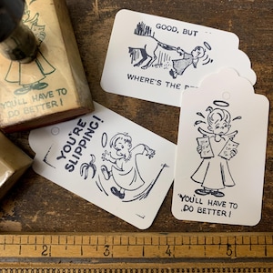 Vintage Teacher Grading Stamps Encouragement Wood Stamp for Journaling Retro Stamps for Homeschooling and parents You are Slipping Stamp