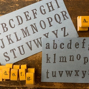 Sellos de madera vintage de la A a la Z Sellos de letras ABC para manualidades, álbumes de recortes, proyectos de arte con bloques de madera antiguos Sellos de palabras vintage Juego creativo