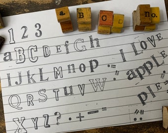 Vintage Holzstempel Alphabet Set ABC Zahlenbeschriftung Stempel zum Basteln und Scrapbooking Symbole Satzzeichen altes Holz Block Kunst Projekt