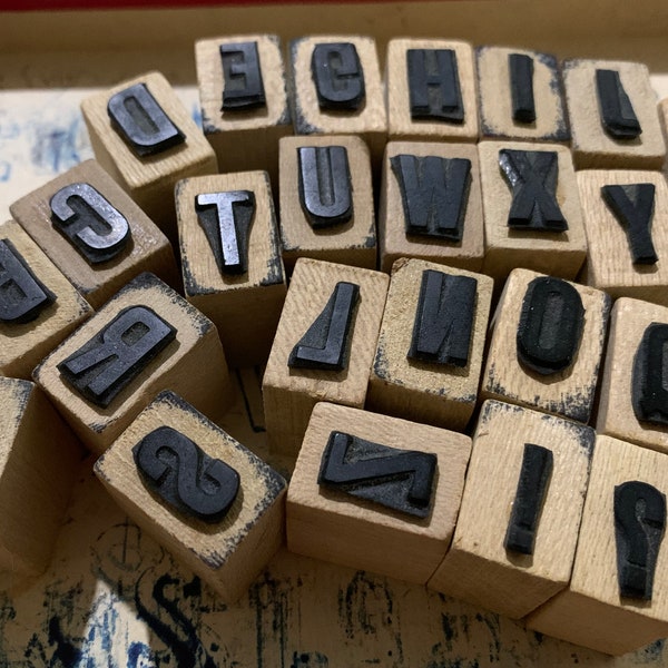 Vintage wood stamp Alphabet set ABC vintage uppercase Stamps for Craft scrapbooking old vintage wood block art project old Lettering Prints