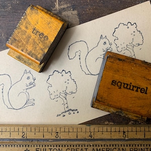 Vintage Holzstempel Eichhörnchen Stempel für Basteln Planer Vintage Natur Baum Holz Stempel für Bullet Journal Scrapbooking Waldtiere