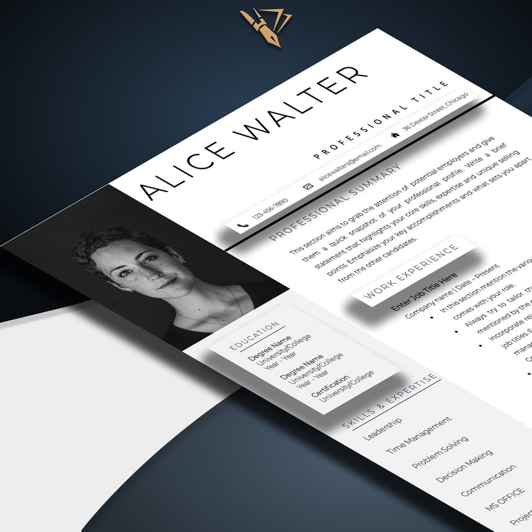 Headshot Resume Template With Photo CV Template Resume CV Etsy