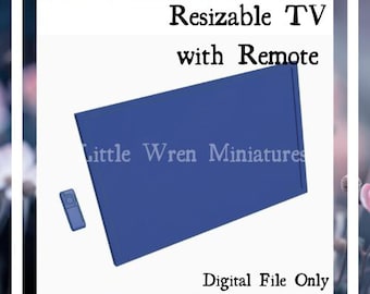 TV Television with Remote for Dollhouse, Large Modern Television (Scales in Size 1:12 given) STL 3D Print File Only, Print and Sell