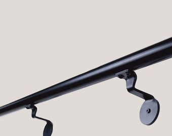 Cokritsm Leuning Beugel Zwart, IJzeren Trapleuning Beugels, Heavy Duty Leuning Beugels Roundwith Montageschroeven voor Trap Trap 4 stks