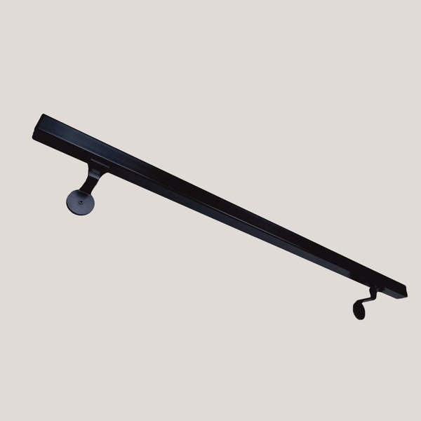 1-1/2"x 1-1/2" square wall mount railing, hand rails, modern hand rail, black rail, black railing, Indoor Handrail, Wall Mounted Railing