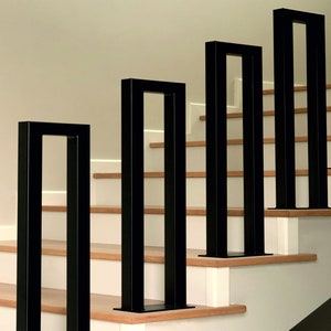 1-1/2&quot;x 1-1/2&quot; railing for steps, metal guardrail, modern hand rail, black railing, Iron Railing, exterior handrail, contemporary railing