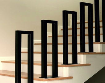 1-1/2&quot;x 1-1/2&quot; railing for steps, metal guardrail, modern hand rail, black railing, Iron Railing, exterior handrail, contemporary railing