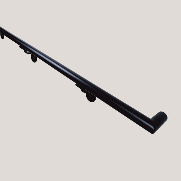 1,5"steel pipe modern industrial handrail, pipe hand rails, grab bar, wall mount railing, modern railing, custom handrail, black rail