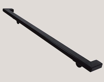 2&quot;x 1&quot; modern iron stair railing, wall handrail, safety handrail, iron handrail, wall mounts handrail, industrial railing, interior railing